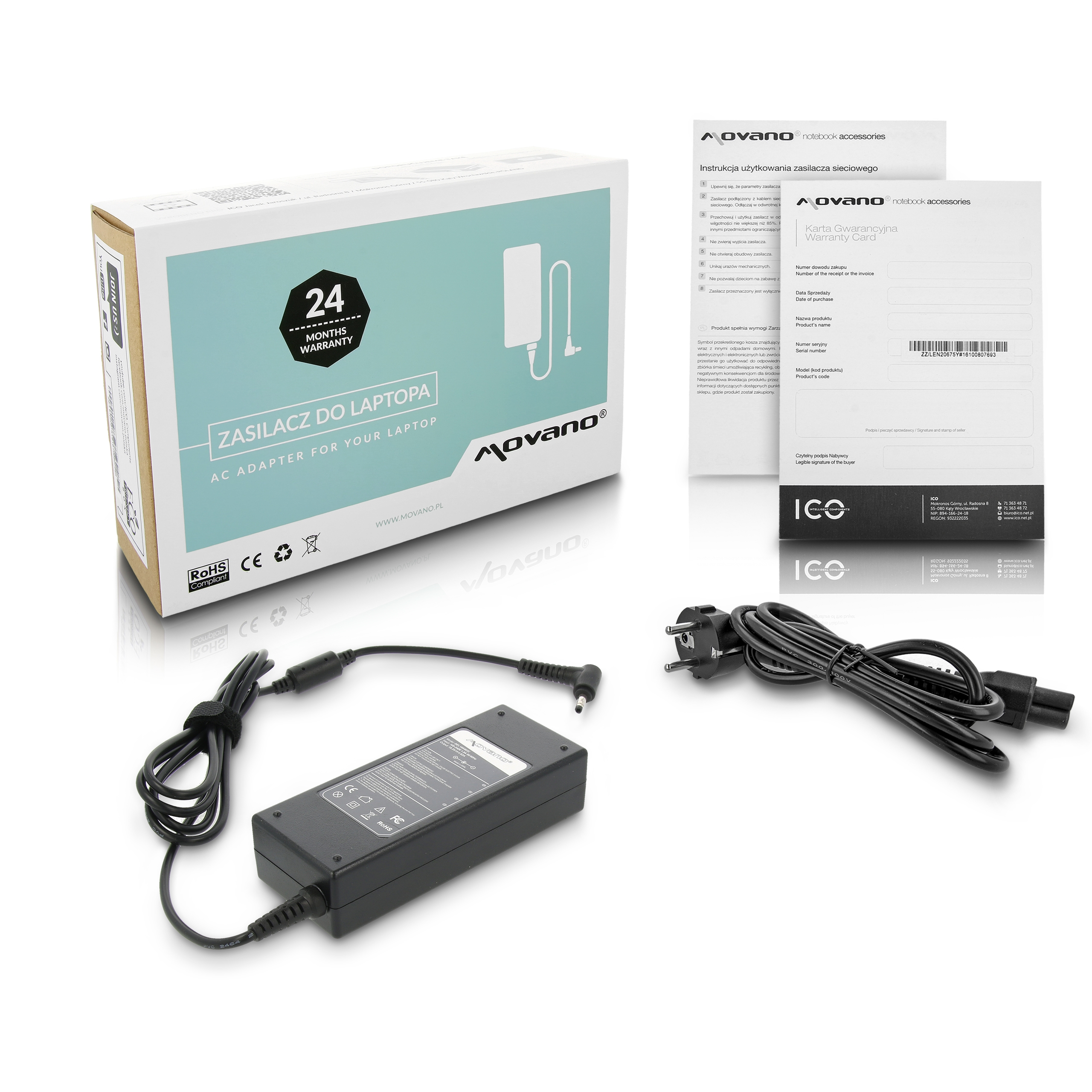 Carregador Movano 19.5V 4.62A (4.0x1.7 mm) 90W para Dell