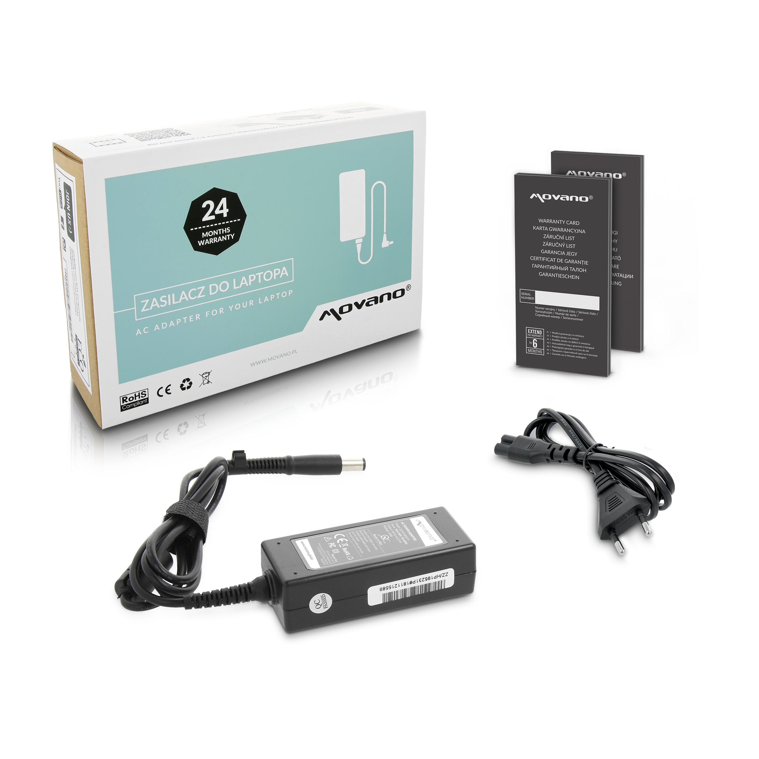 Carregador Movano 19.5V 2.31A (7.4x5.0 mm) 45W para HP