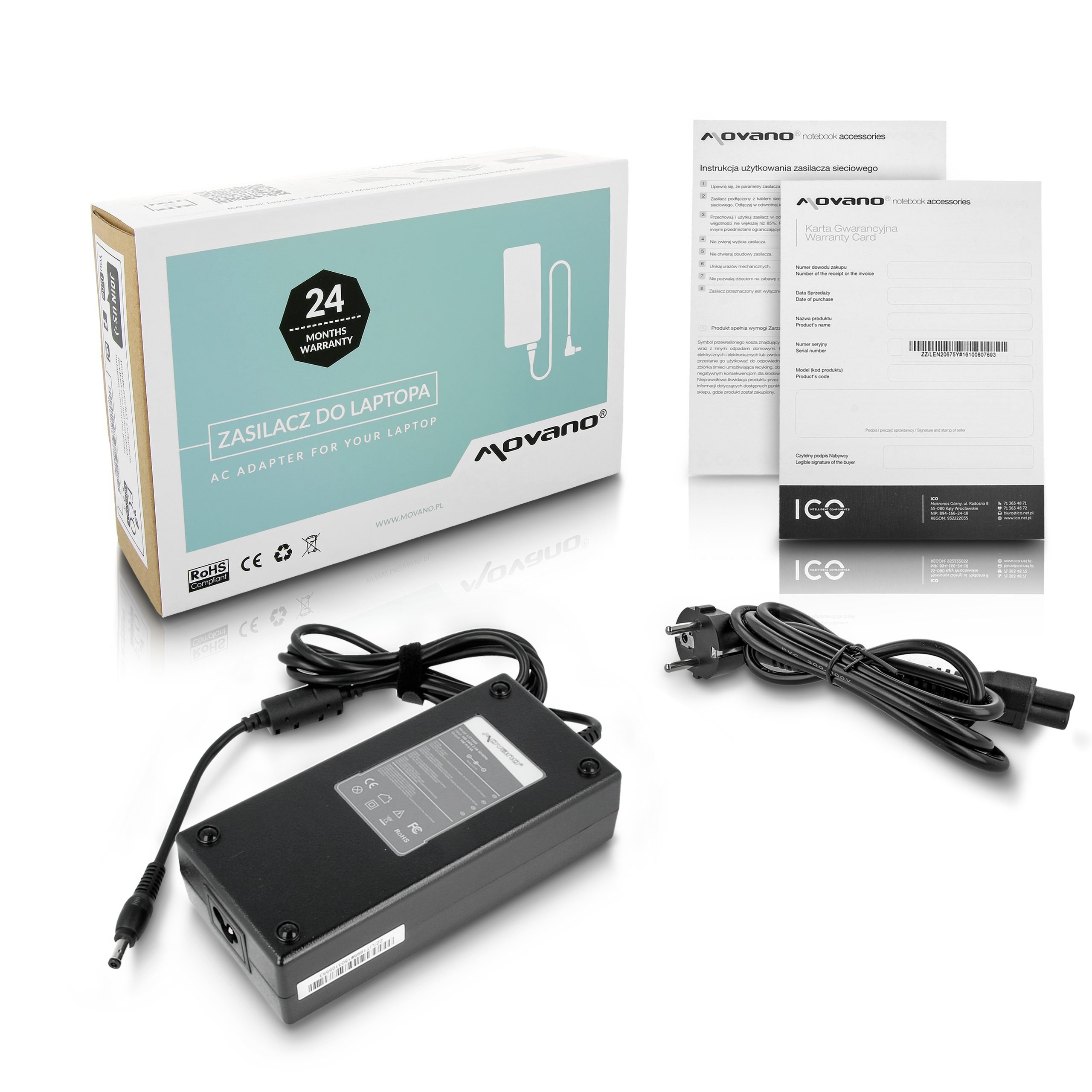 Carregador Movano 19V 9.5A (5.5×2.5) 180W para Asus