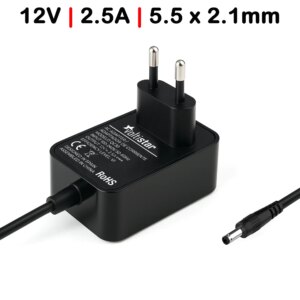 CARREGADOR CÂMARA CCTV 5.5x2.1MM 12V 2.5A 30W PRETO