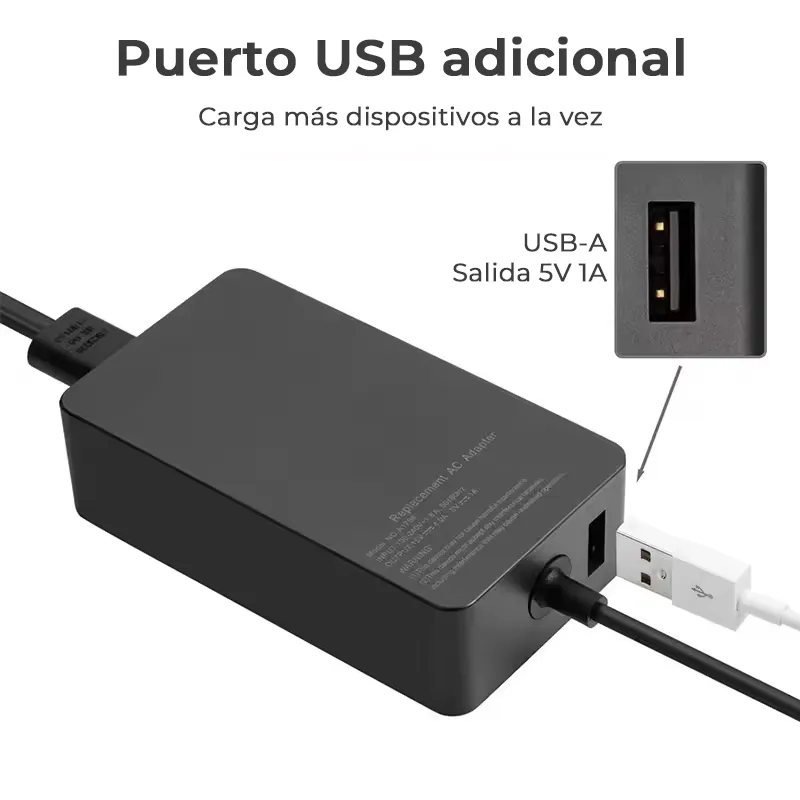 CARREGADOR PARA PORTATIL MICROSOFT SURFACE PRO 4 PRO 5 PRO 6 COM USB ADICIONAL - Image 3