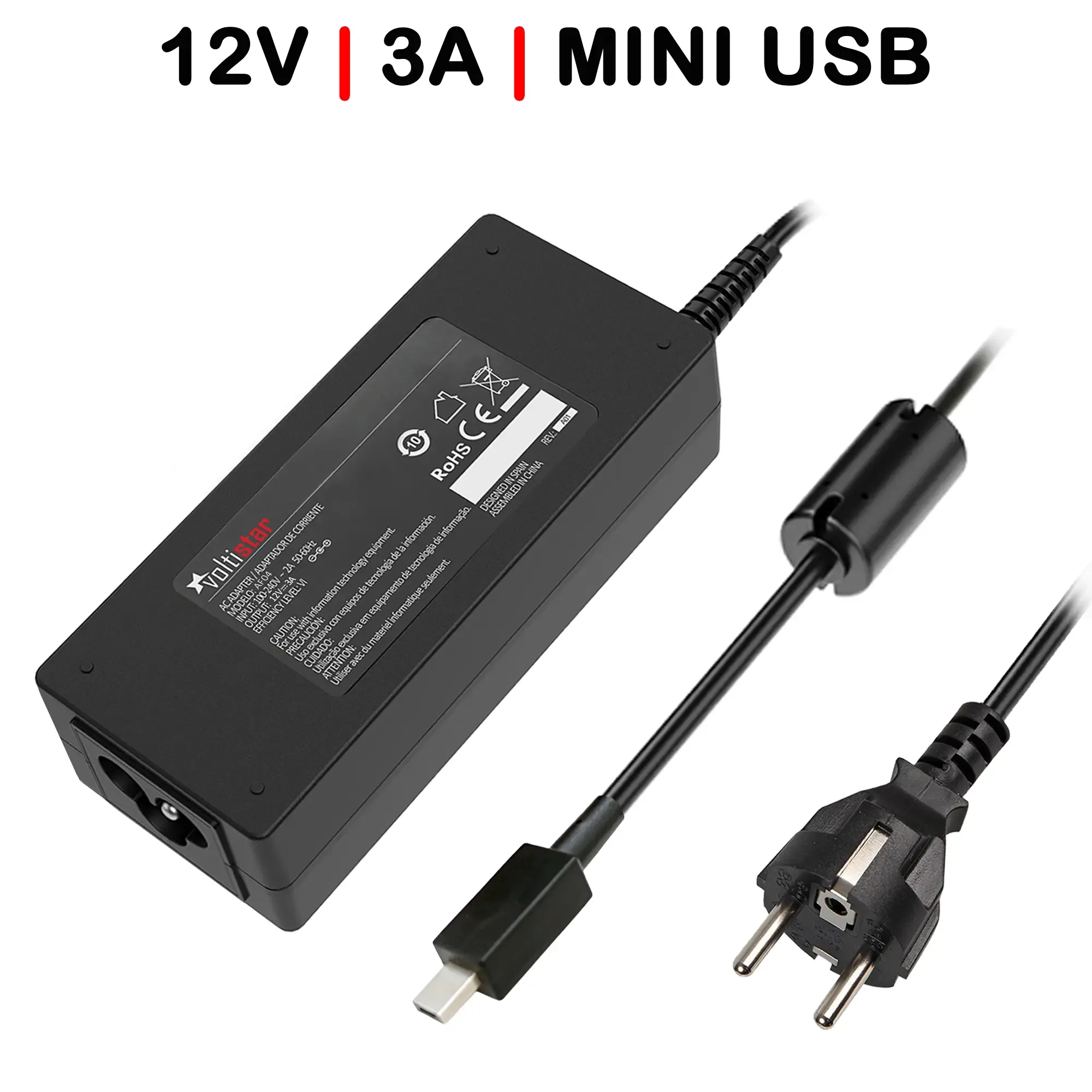 CARREGADOR MINI USB PARA PORTÁTIL 12V 3.A 36W PRETO