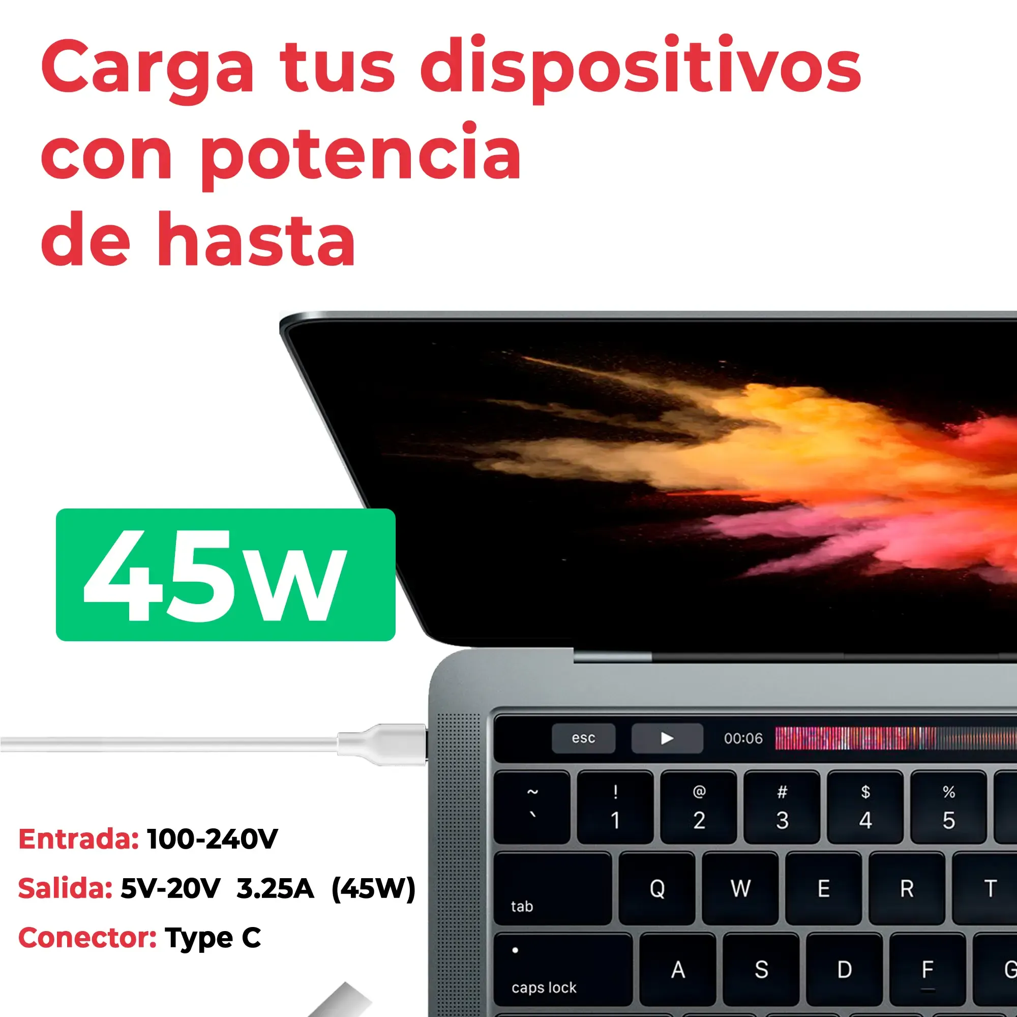 CARREGADOR MULTITENSÃO USB-C PARA PORTATIL 5V-20V 2.25A 45W PRETO - Image 3