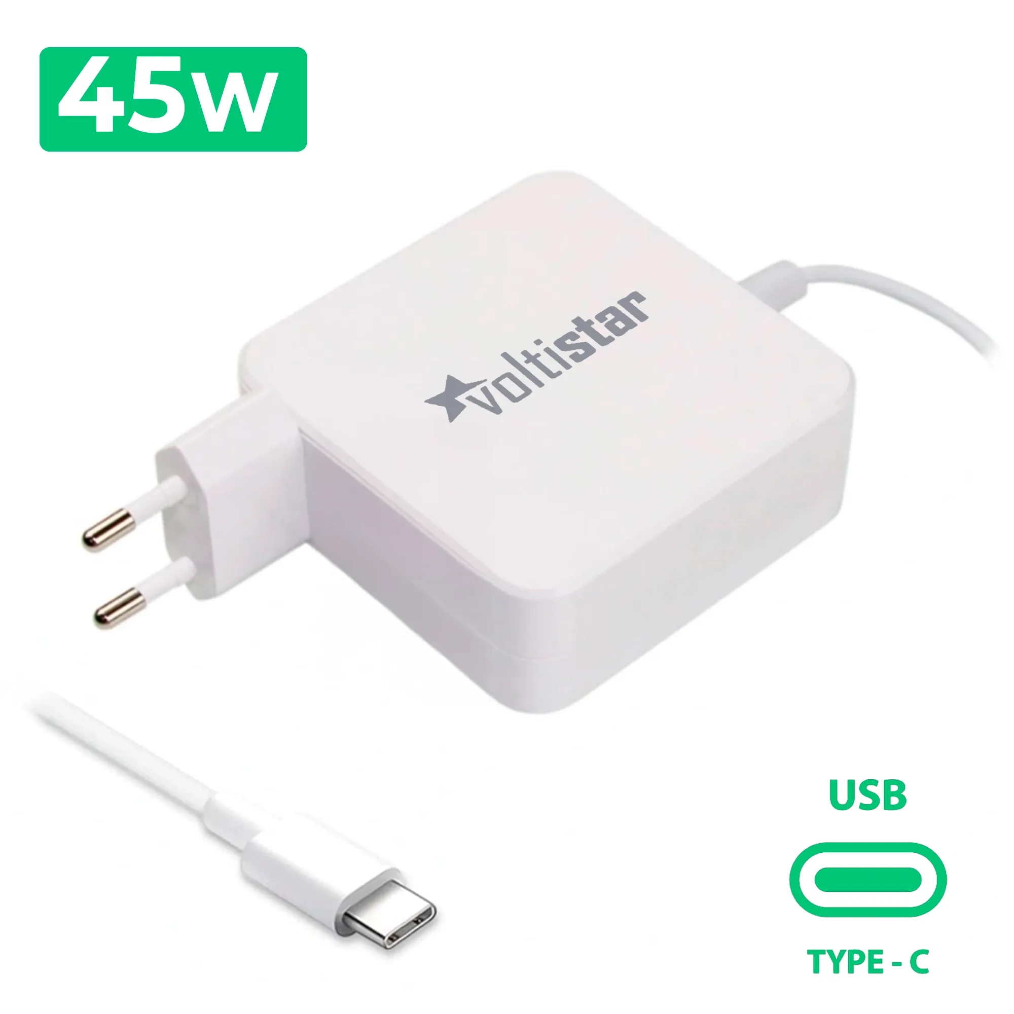 CARREGADOR MULTITENSÃO USB-C PARA PORTATIL 5V-20V 2.25A 45W PRETO
