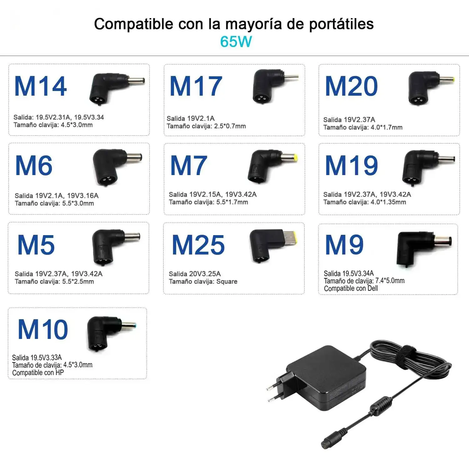 CARREGADOR UNIVERSAL DE PARED ULTRA PORTABLE 65W 8TIPS