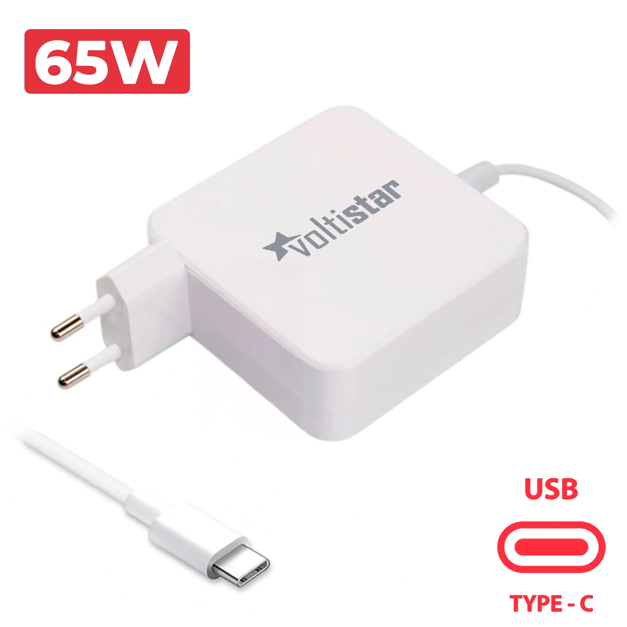 CARREGADOR USB-C MULTI-TENSÃO PARA PORTÁTIL 5V-20V 3.25A 65W BRANCO