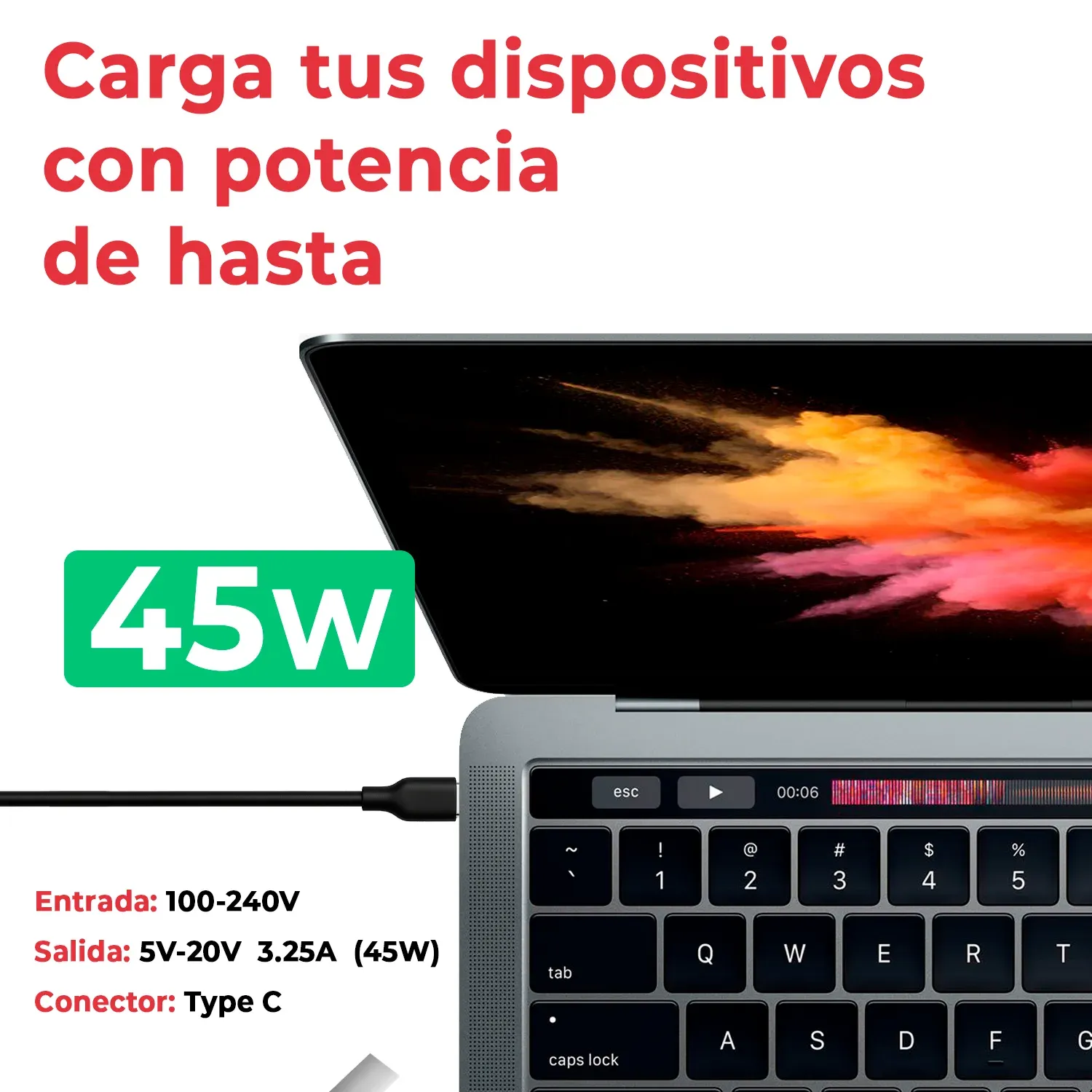 CARREGADOR USB-C MULTITENSÃO PARA PORTÁTIL 5V-20V 2.25A 45W PRETO - Image 3