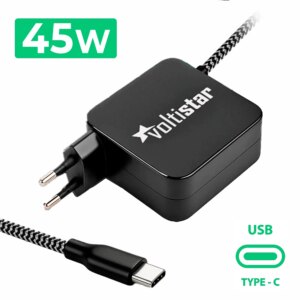 CARREGADOR USB-C MULTITENSÃO PARA PORTÁTIL 5V-20V 2.25A 45W PRETO CABO TRANÇADO