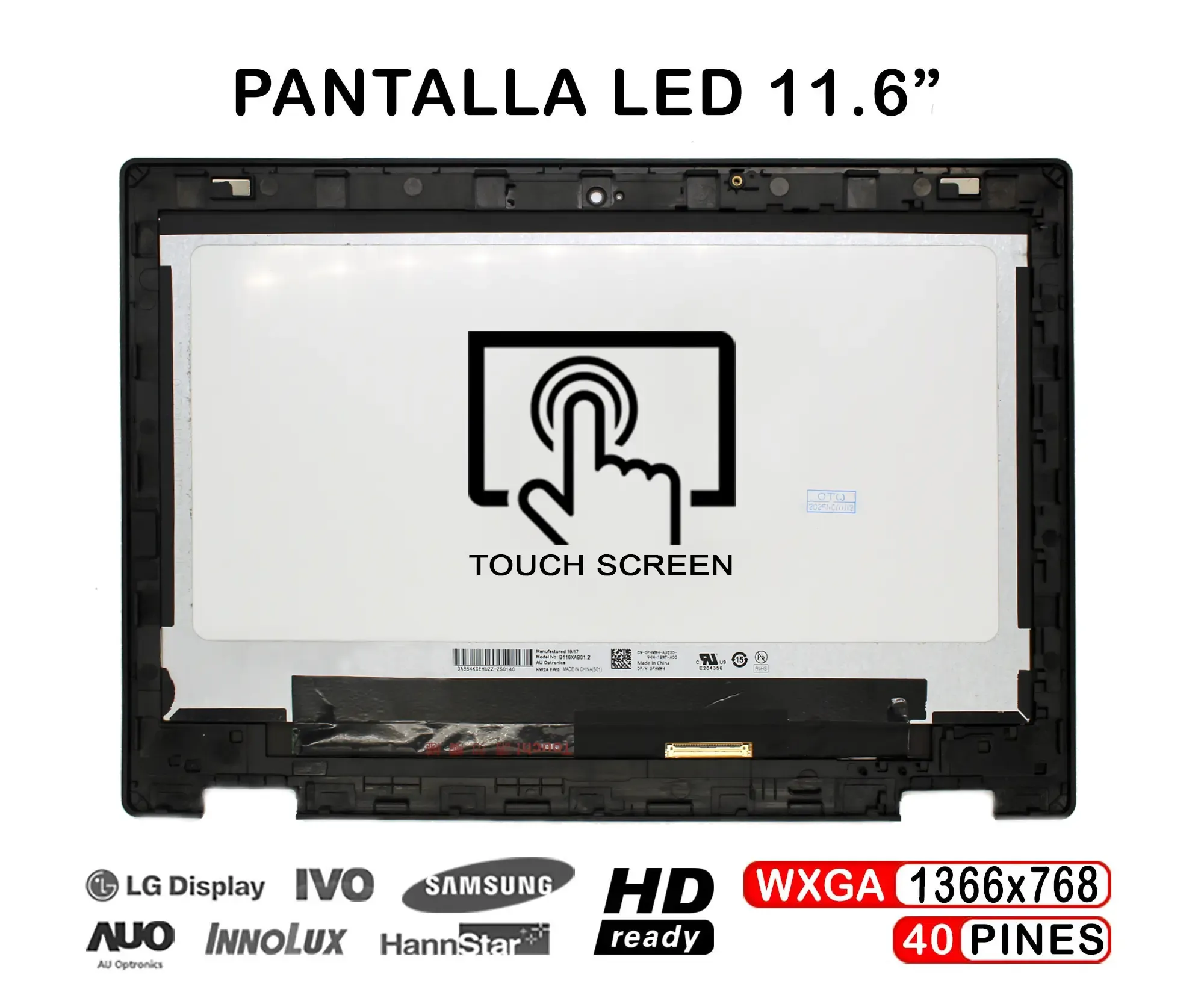 ECRÃ TÁTIL LED DE 11.6" PARA PORTATIL ACER CHROMEBOOK CP311 CP311-2H COM QUADRO