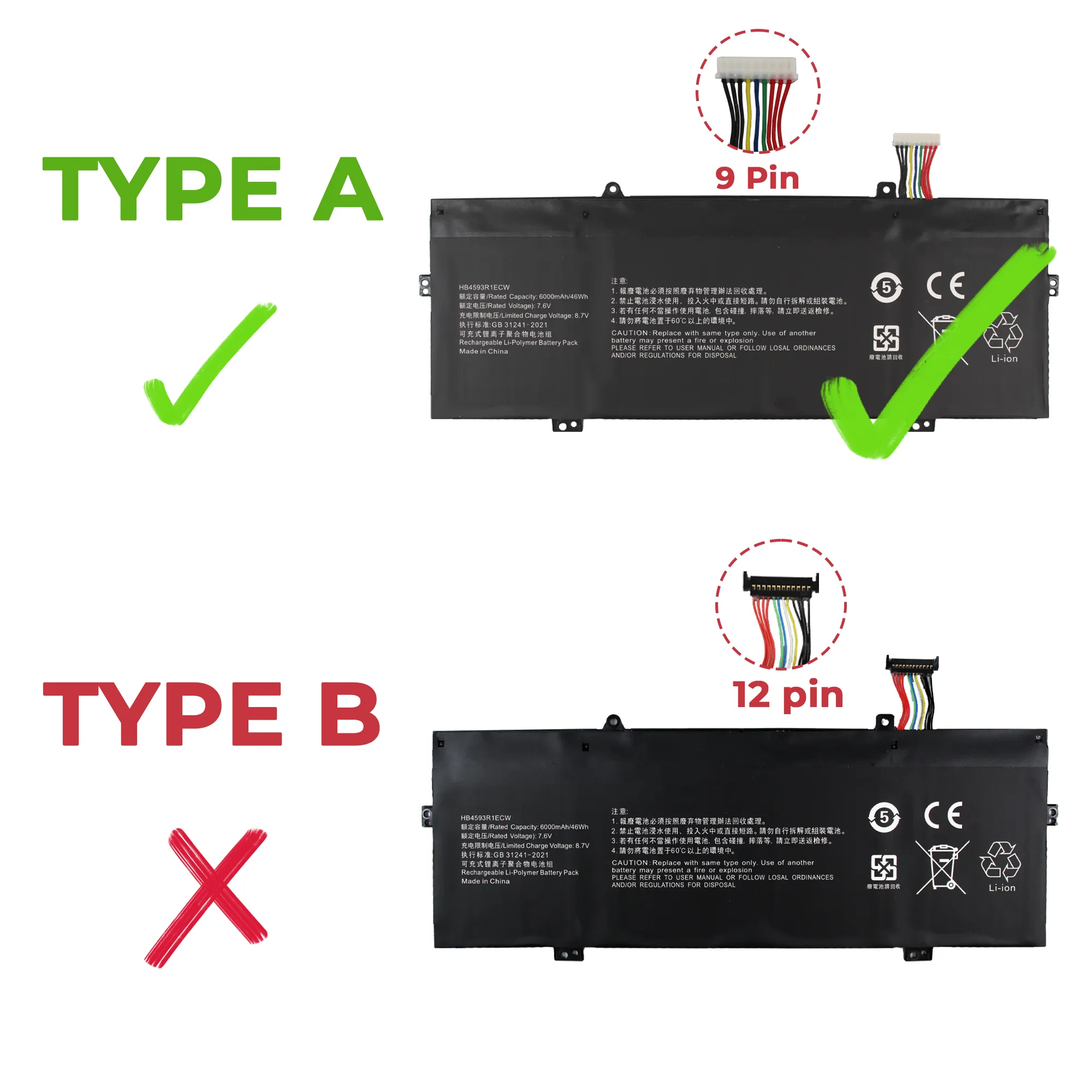 BATERIA PARA PORTÁTIL HUAWEI MATEBOOK 14 HB4593R1ECW 9 PINOS - Image 3