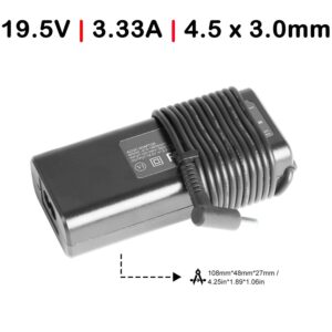 CARREGADOR PARA PORTATIL HP 19.5V 3.33A 65W 4.5X3.0MM