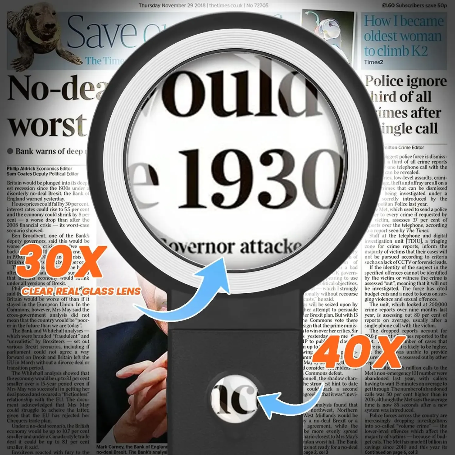 LUPA ILUMINADA 30X 40X COM 18 LEDS E SUPORTE DOBRÁVEL PRETO - Image 4