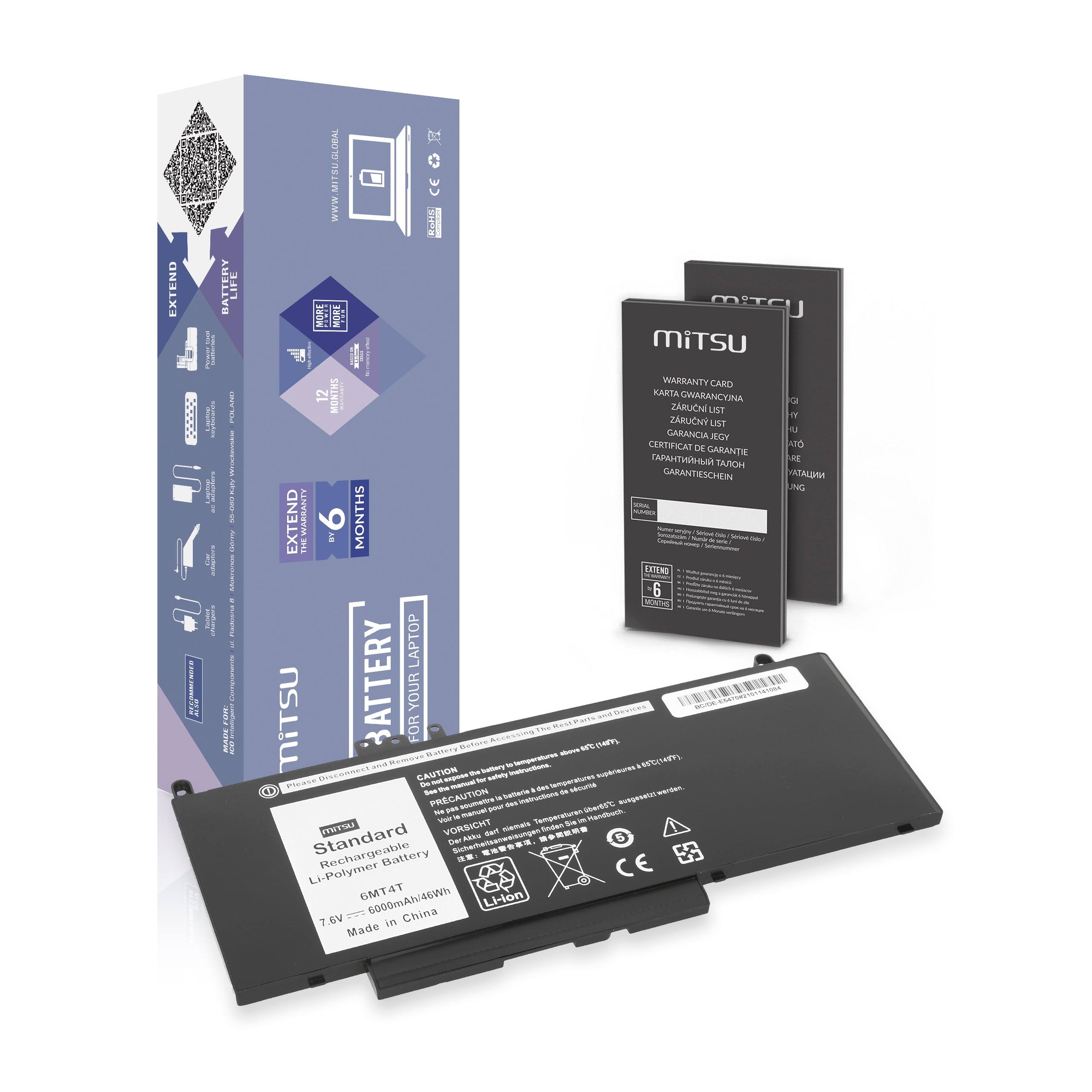 Bateria Mitsu para Dell Latitude E5470, E5570 - 7.6V - 6MT4T