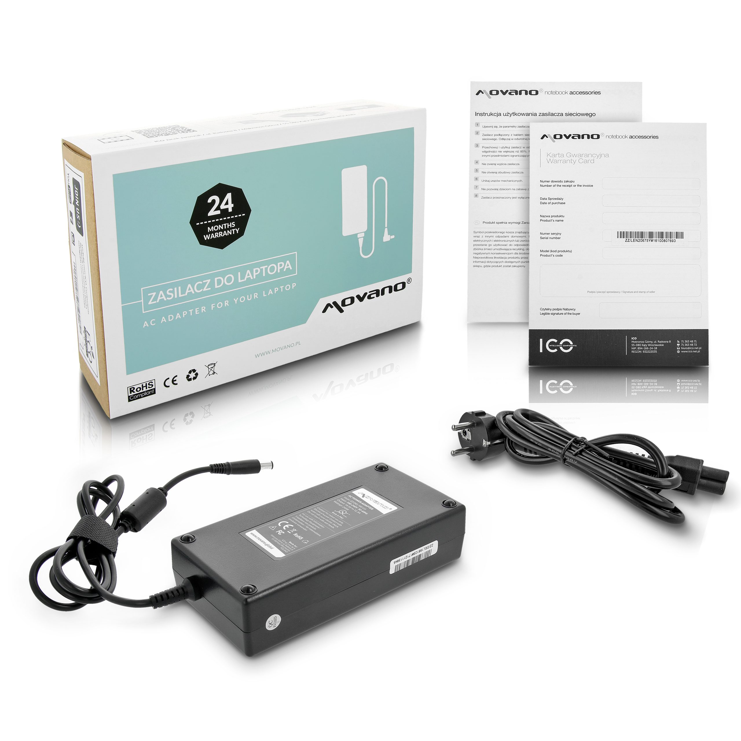 Carregador Movano 19.5V 12.3A (7.4×5.0 mm) 240W para Dell