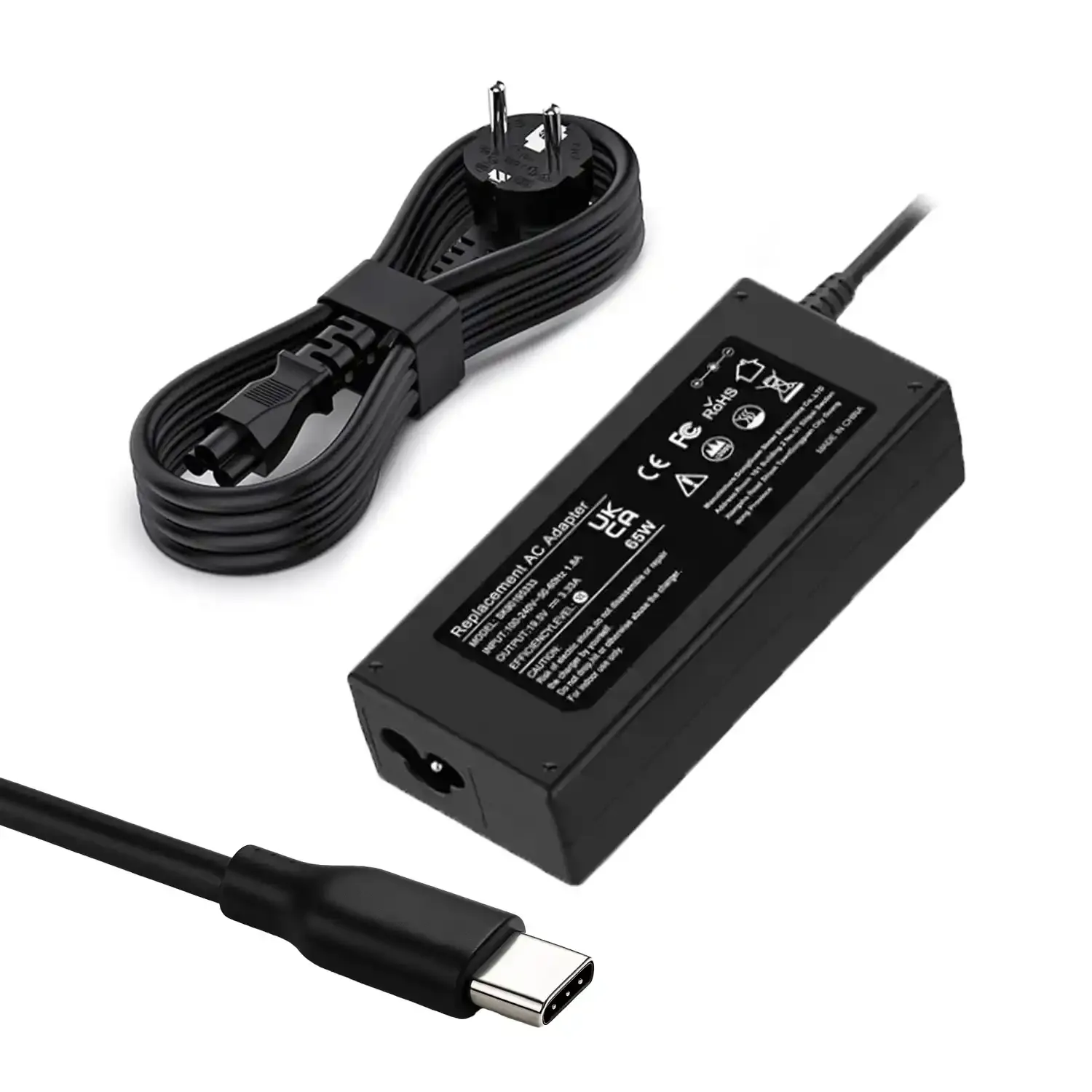 CARREGADOR COMPATÍVEL MULTIVOLTAGEM USB-C 5V-20V 3.25A 65W PRETO ADP-65SD B - Image 2