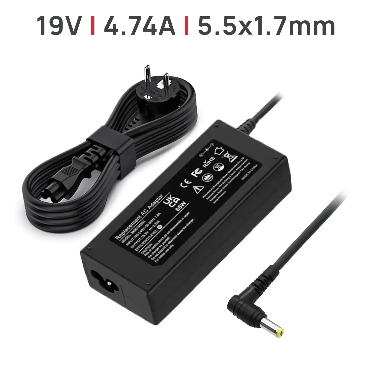 CARREGADOR OEM PARA PORTATIL ACER 19V 4.74A 90W 5.5X1.7MM