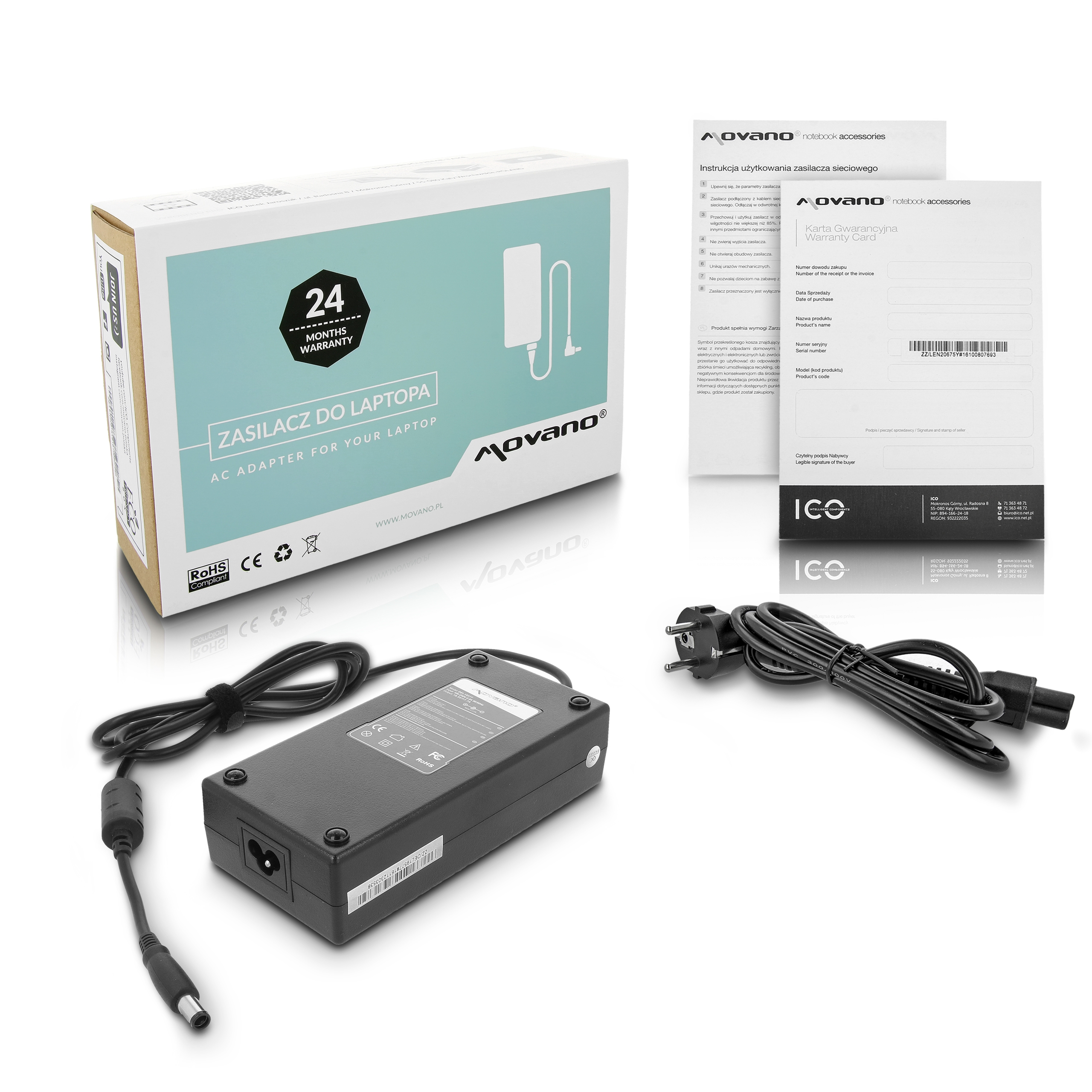 Carregador Movano 19.5V 7.7A 150W (7.4x5.0mm) para Portáteis Dell