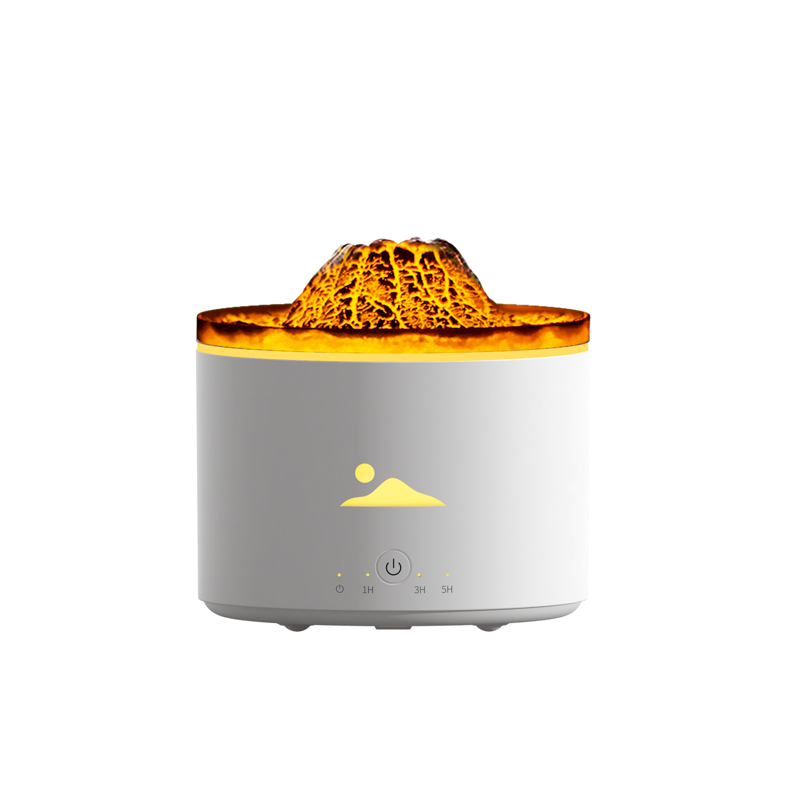 Difusor de Aromaterapia Efeito Vulcão com Luz LED e Humidificador de Névoa Fria - Chama Azul e 7 Cores, 9.6W, Branco Rachado - Hub Parts - Image 2