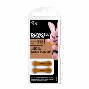 Bateria Duracell DA312 1.4V para Aparelhos Auditivos - Pacote Blister 6 Unidades