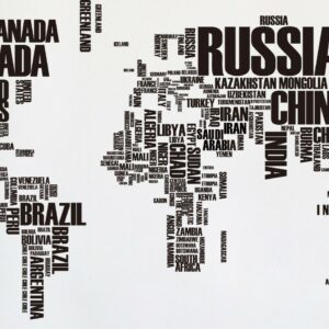 Adesivo de Parede Mapa Mundi Nomes dos Países - Decorativo, Educativo e Fácil Aplicação | Hub Parts