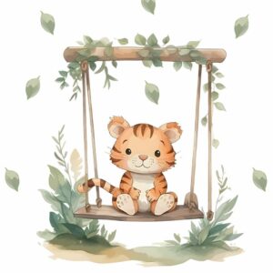 Adesivo de Parede Decorativo Tigre no Balanço - Natureza e Estilo para Seu Ambiente