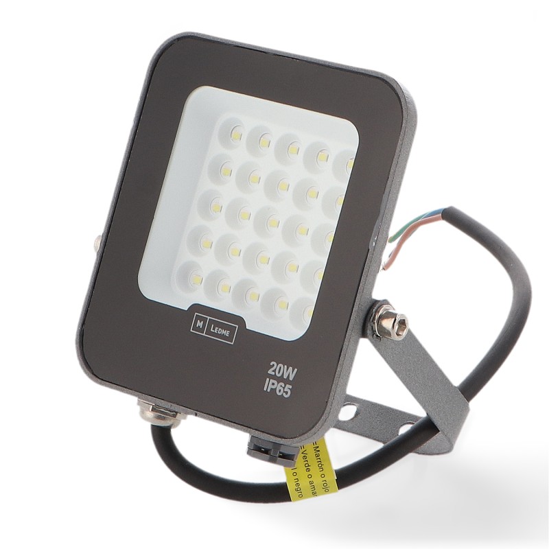 Projetor LEDME Napoli Plus 20W IP65 Preto Regulável Triac - 2400 Lúmens, 3000K/4000K/6000K