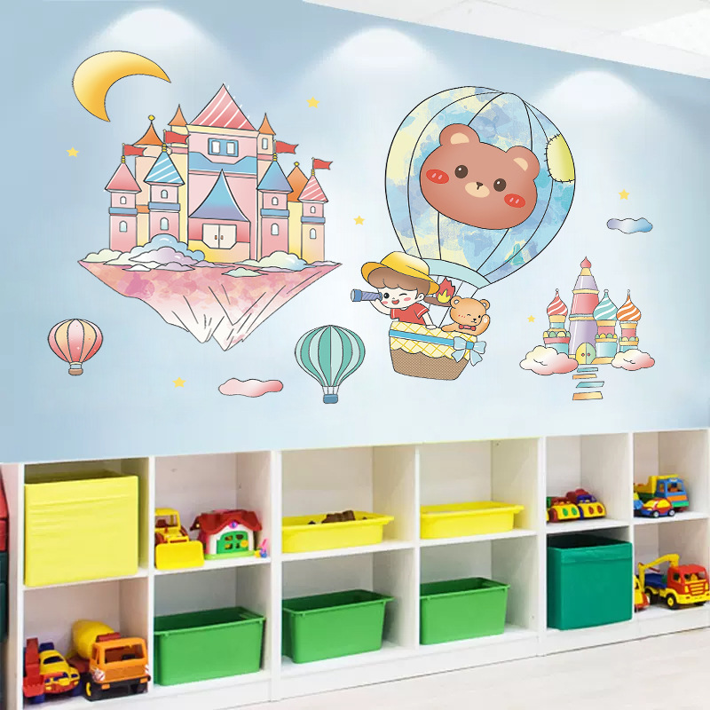 Adesivo de Parede Infantil Colorido Castelos Mágicos e Balões - Decoração Quarto Criança 120x90cm - Image 2