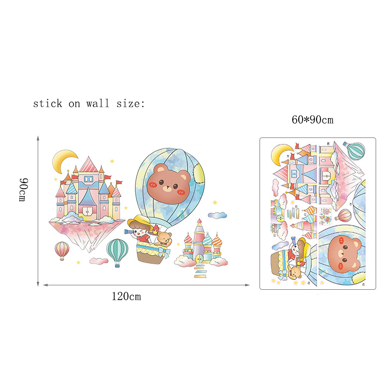 Adesivo de Parede Infantil Colorido Castelos Mágicos e Balões - Decoração Quarto Criança 120x90cm - Image 5
