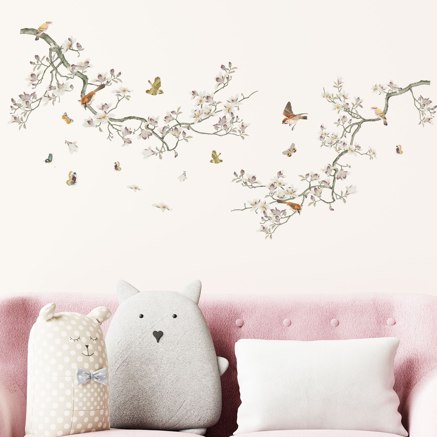 Adesivo de Parede Artístico Galhos com Flores Brancas e Borboletas - Decoração Criativa e Elegante para Seu Lar - Image 5