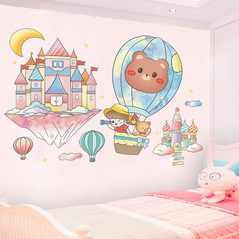 Adesivo de Parede Infantil Colorido Castelos Mágicos e Balões - Decoração Quarto Criança 120x90cm - Image 6