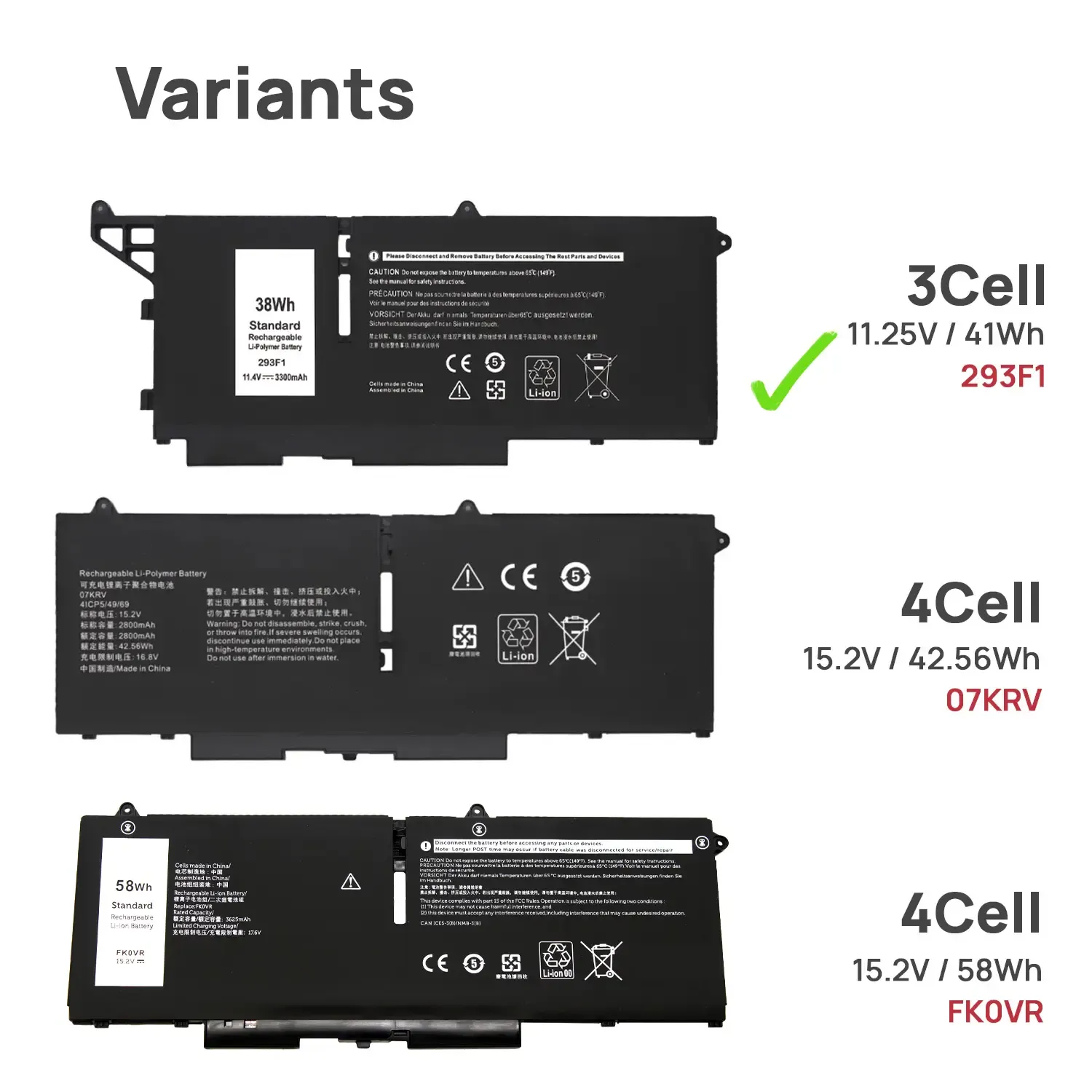 BATERIA 293F1 PARA PORTÁTIL DELL LATITUDE 13 7330 RUGGED EXTREME SERIES M69D0 8WRCR 01VX5 - Image 3