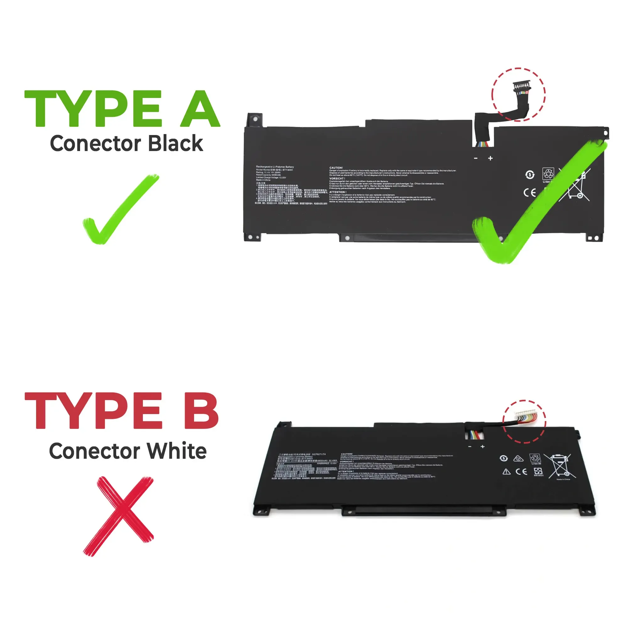 BATERIA PARA PORTÁTIL MSI MODERN 15 A10RB A10M BTY-M491 CONECTOR PRETO - Image 4