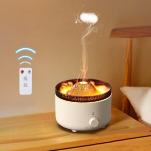 Difusor de Aroma Vulcão 3D | Umidificador 560ml com Chama, Medusa, Controlo Remoto e Luz Ambiente
