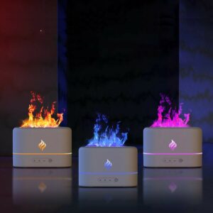 Umidificador Ultrassónico USB Efeito Chama RGB 0.5L Silencioso - Difusor Aromaterapia Portátil Hub Parts