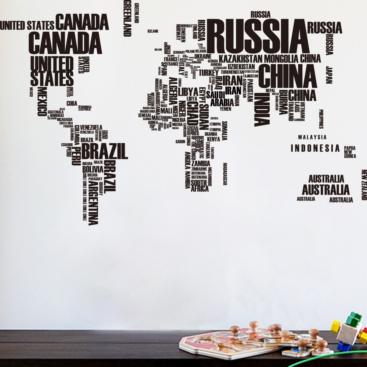 Adesivo de Parede Mapa Mundi Nomes dos Países - Decorativo, Educativo e Fácil Aplicação | Hub Parts - Image 2