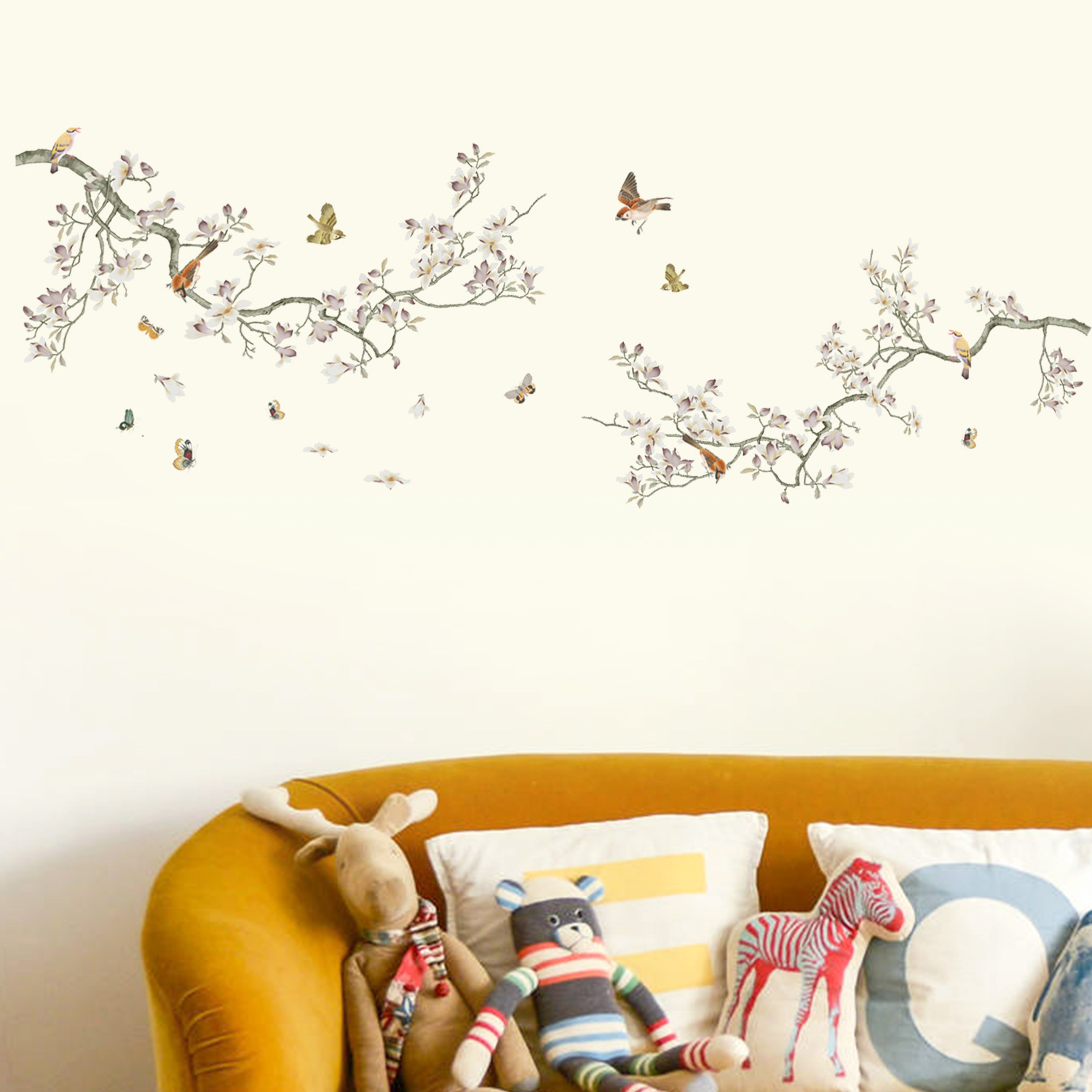 Adesivo de Parede Artístico Galhos com Flores Brancas e Borboletas - Decoração Criativa e Elegante para Seu Lar - Image 3