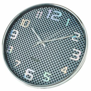 Relógio de Cozinha Redondo KÜKEN Preto Cromado 33cm - Movimento Quartzo Silencioso