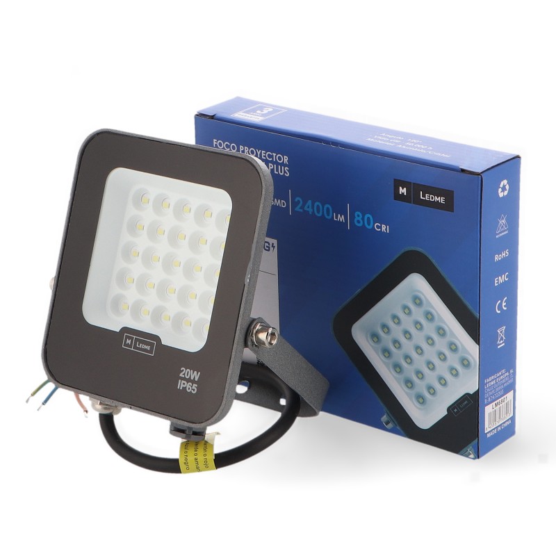 Projetor LEDME Napoli Plus 20W IP65 Preto Regulável Triac - 2400 Lúmens, 3000K/4000K/6000K - Image 3