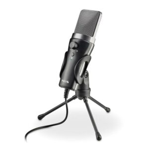 Microfone USB NGS MS120USB com Suporte Tripé - Ideal para Gravações, Podcasts e Videochamadas