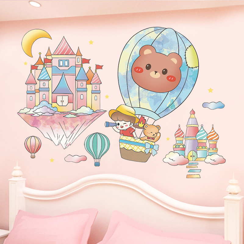 Adesivo de Parede Infantil Colorido Castelos Mágicos e Balões - Decoração Quarto Criança 120x90cm - Image 3