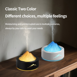 Umidificador de Ar Ultrassónico LED Difusor Aromas Vulcão USB-C | Névoa Fria para Casa e Escritório
