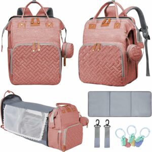 Mochila Maternidade Multifuncional Rosa Premium USB Trocador 19 Bolsos - Hub Parts