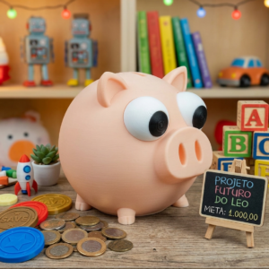 Mealheiro Porquinho Oinkcome - Design 3D Exclusivo para Poupança Divertida