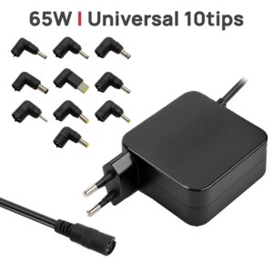 CARREGADOR UNIVERSAL DE PAREDE PORTÁTIL 65W 10TIPS 10 CONECTORES ASUS LENOVO HP DELL