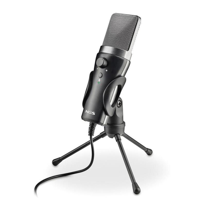 Microfone USB NGS MS120USB com Suporte para Tripé - Plug & Play para Gravações e Chamadas